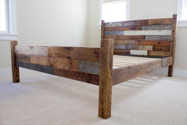 Pallet and Barn Wood Queen Bed  101 Pallets