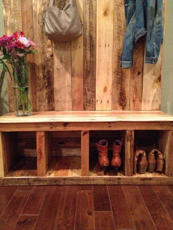 Pallet Entryway Bench Storage Bench 101 Pallets