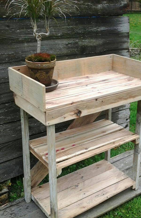 diy recycled pallet potting bench diy pallet and maple potting bench 