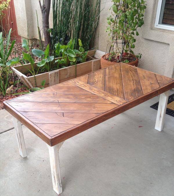 DIY Pallet Coffee Table Chevron Style | 101 Pallets