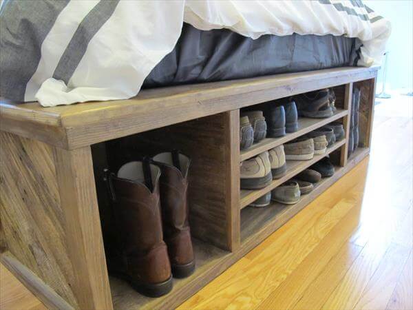 DIY Pallet bed with Storage and Headboard  101 Pallets