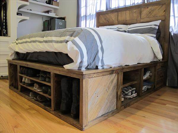 whole euro pallet bed with storage drawers diy platform pallet bed 