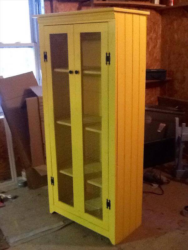 handcrafted pallet painted wardrobe armoire and kitchen cabinet