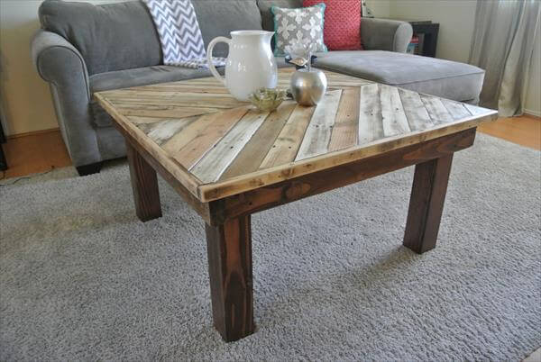 DIY Chevron Pallet Wood Coffee Table | 101 Pallets
