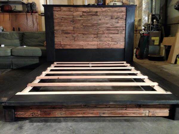 posts whole euro pallet bed with storage drawers diy pallet bed frame ...